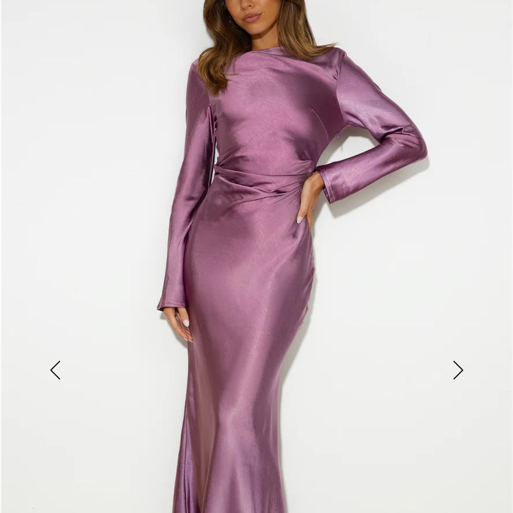 Hello Molly Lavender Satin Long Sleeve Dress